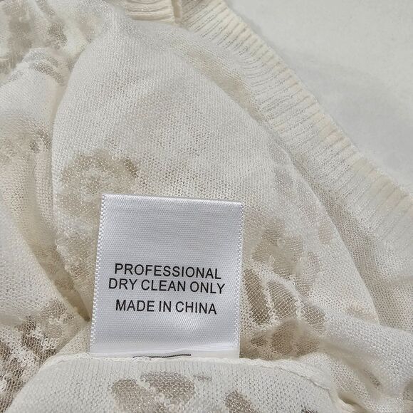 Anthropologie Baraschi Cyber Fairy Cream Sheer Cardigan Womens Lg Cut Out Future - Picture 7 of 8